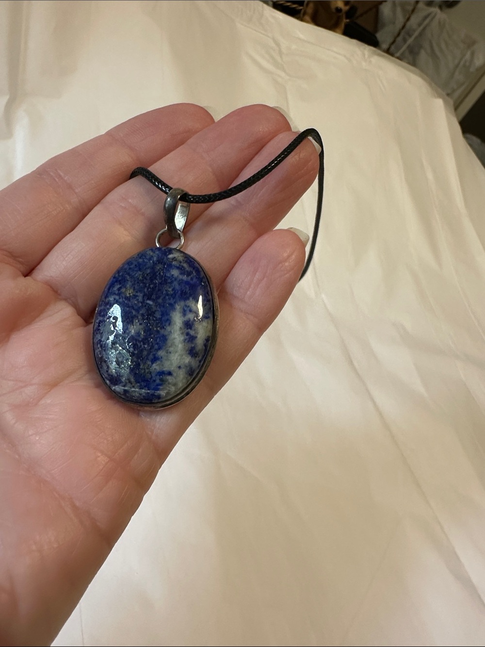 Lapis lazuli Oval Stone Pendant Necklace